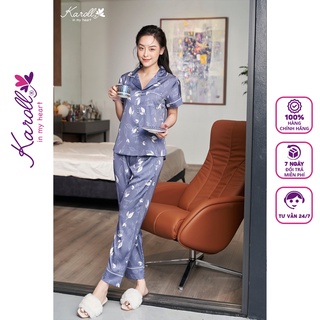 Đồ bộ nữ mặc nhà Jcvcoll - Karoll NH22.029 bộ lụa luxury lá