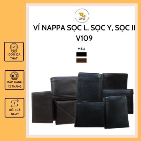 Ví nam cao cấp, cầm tay nhỏ gọn Pilas, bóp da bò thật kiểu ngang, đứng, màu đen, nâu, V109 nappa sọc, size 9.5x12cm ! 🔥