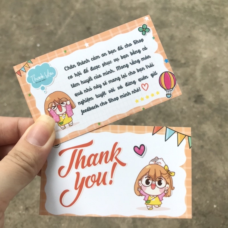 Combo 100 cái  thankyoucard, thiệp cảm ơn, Thẻ cám ơn có sẵn,mẫu thiệp viết tay, Giấy bìa cứng cán màng size 9x5.5cm