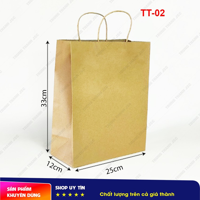 Túi giấy Kraft có quai, túi đựng quà - Kraft Handle Bag - 25x12x33cm - mẫu TT-02 - Tiêu chuẩn xuất khẩu