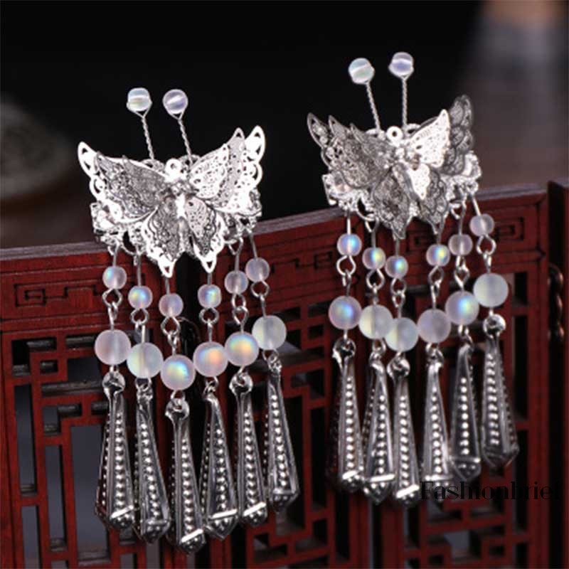 Cặp kẹp tóc tua rua kiểu dáng đơn giản thanh lịch dành cho nữ