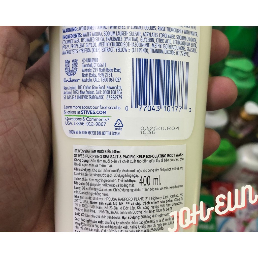 Sữa tắm St.Ives chiết xuất mơ/ cam và chanh hồng/ muối biển/ yến mạch và bơ 400ml