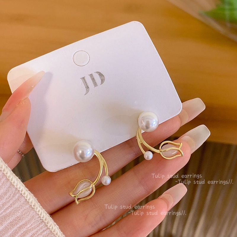 Đôi Bông Tai Mạ Bạc 925 Hình Đuôi Cá Đính Ngọc Trai Nhân Tạo Phong Cách Hàn Quốc Thời Trang Mới 2022