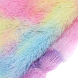 Cuộn Vải Lông Nhân Tạo 1 Yard Màu Cầu Vồng Dùng Làm Quần Áo Thủ Công DIY