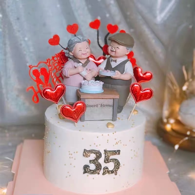Tượng ông bà trang trí bánh kem