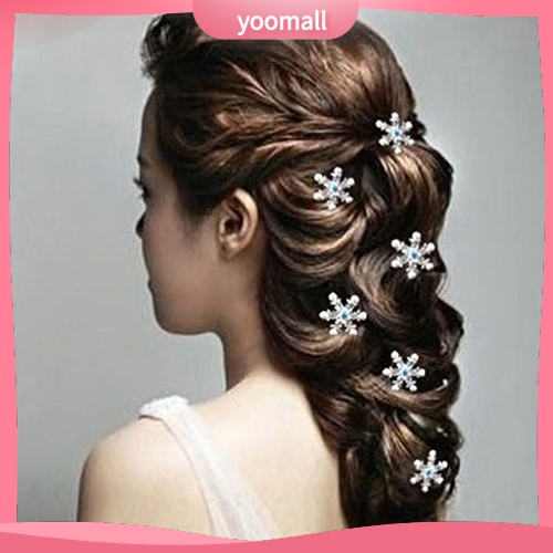 Bộ 4 Kẹp Tóc Hình Hoa Tuyết Đính Đá Và Ngọc Trai Nhân Tạo Sang Trọng Cho Nữ