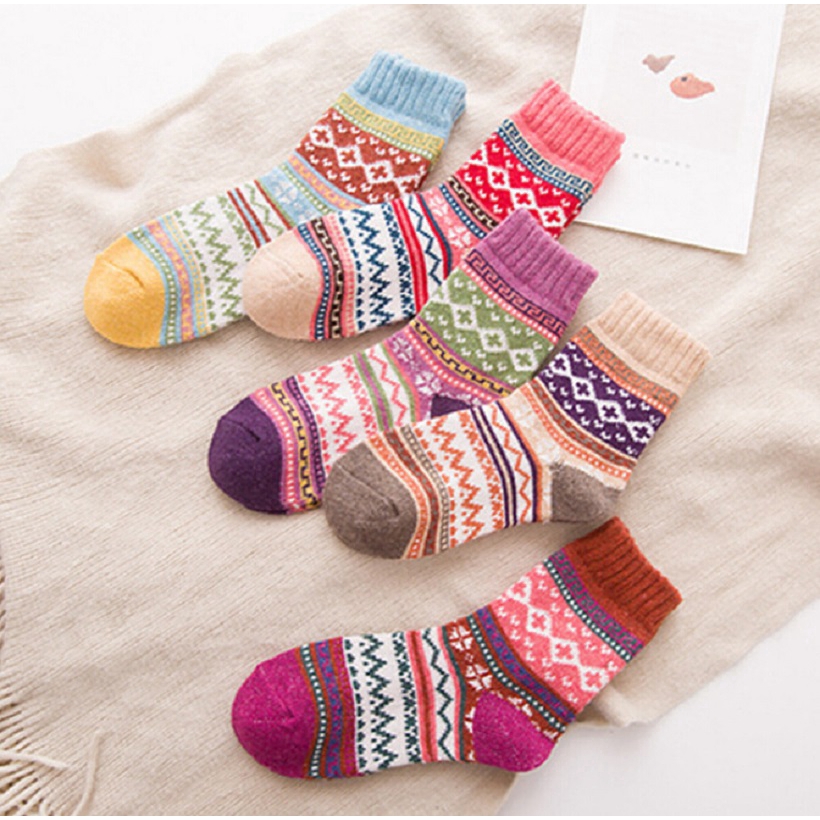 Vớ len dày ấm áp phong cách cổ điển cho nữ