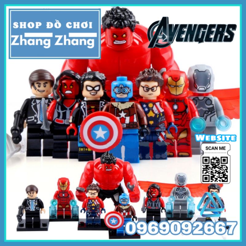 Đồ chơi Xếp hình Captain America - Super Adaptoid - SpiderBoy - She Hulk - Hammer Coulson Marvel Minifigures Xinh X0151