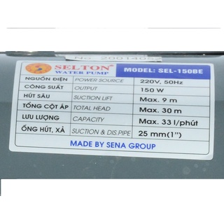 MÁY BƠM SELTON 150W SEL 150BE