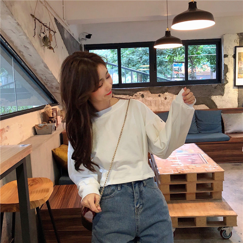 Áo Thun Nữ Dài Tay Cổ Tròn Thời Trang Hàn 2020