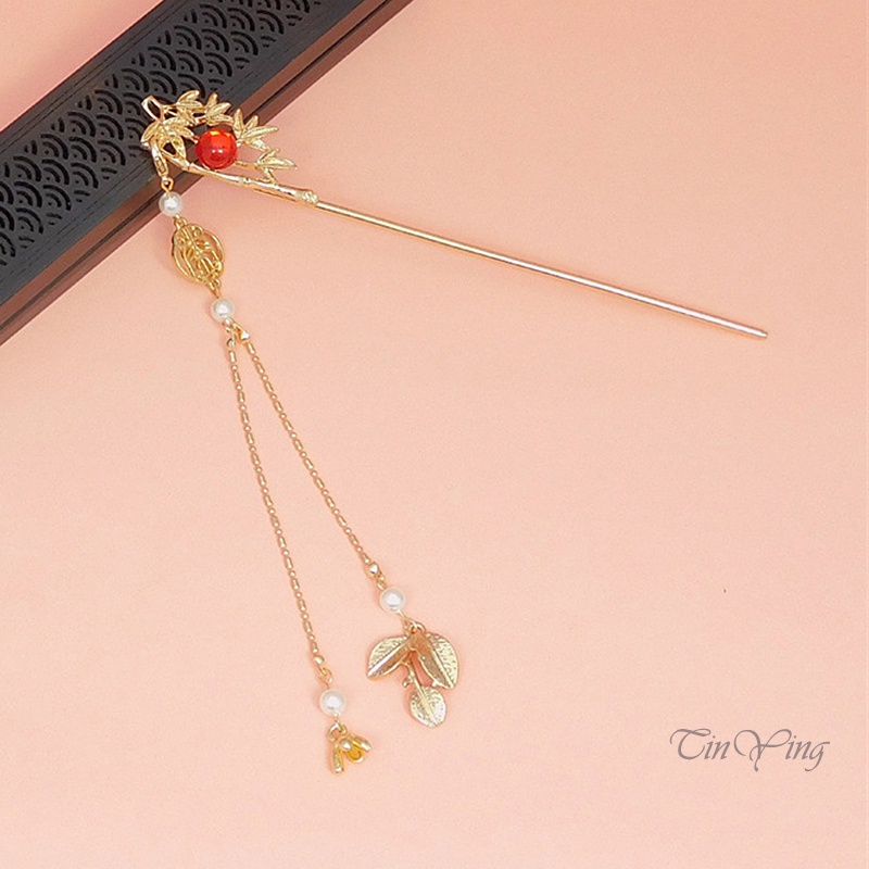 Taiwan Collection GETNOIVAS Trâm cài tóc hợp kim phối tua rua đính đá nhân tạo phong cách Trung Hoa cổ điển cho nữ