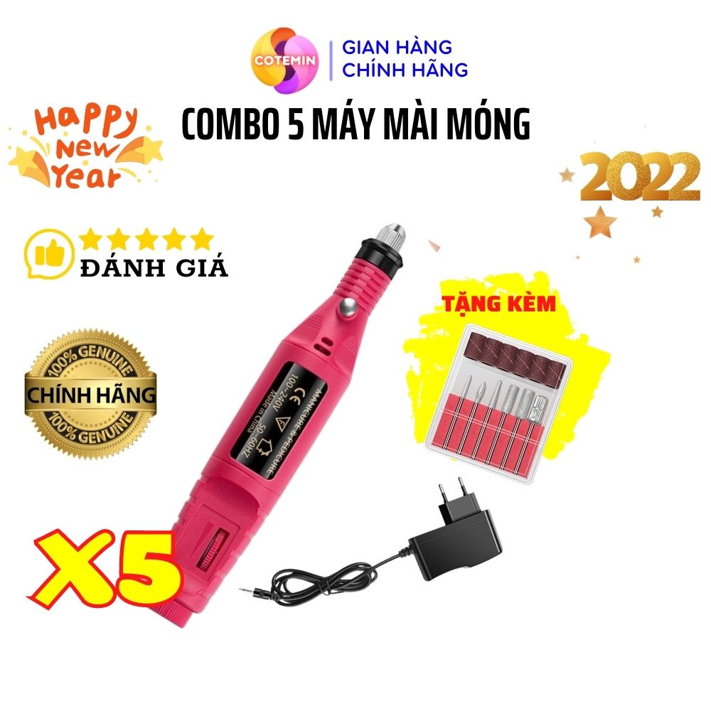 COMBO 5 Máy Mài Móng Tay Mini Cầm Tay Chính Hãng TẶNG KÈM 6 Đầu Mài COTEMIN