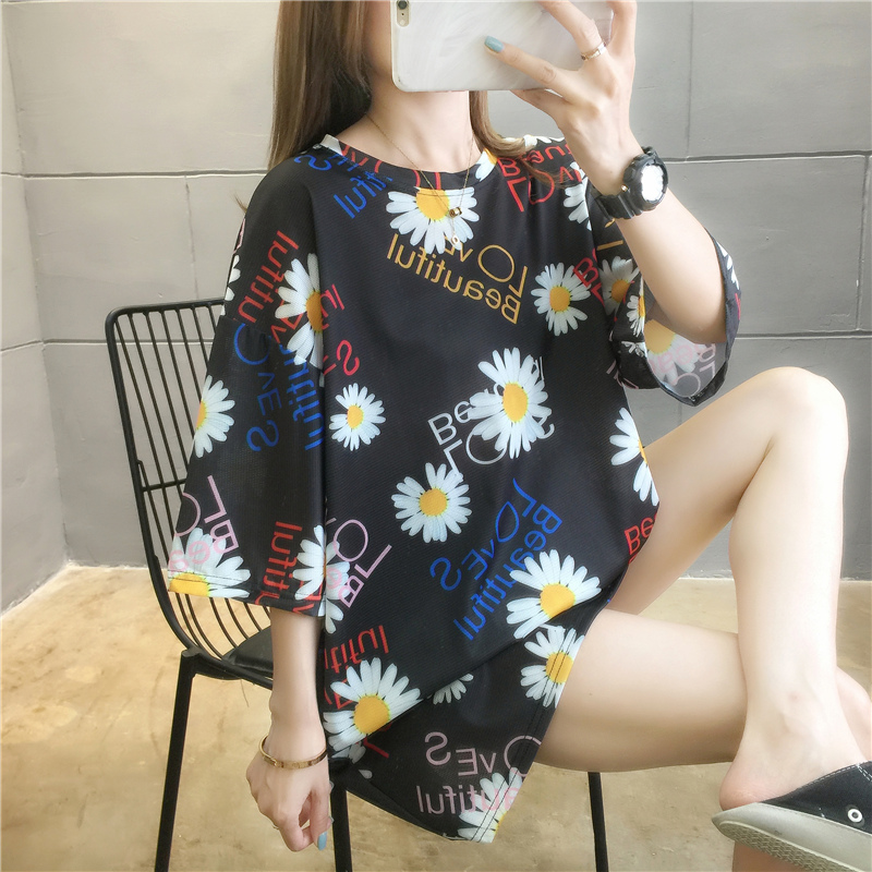 Áo Thun Ngắn Tay In Họa Tiết Hoạt Hình Ngộ Nghĩnh Dành Cho Nữ đồ ngủ Váy ngủ pyjamas pijama nam nữ mùa hè đồ đôi pijama ngắn lụa satin dễ thương bigsize đồ mặc nhà cao cấp