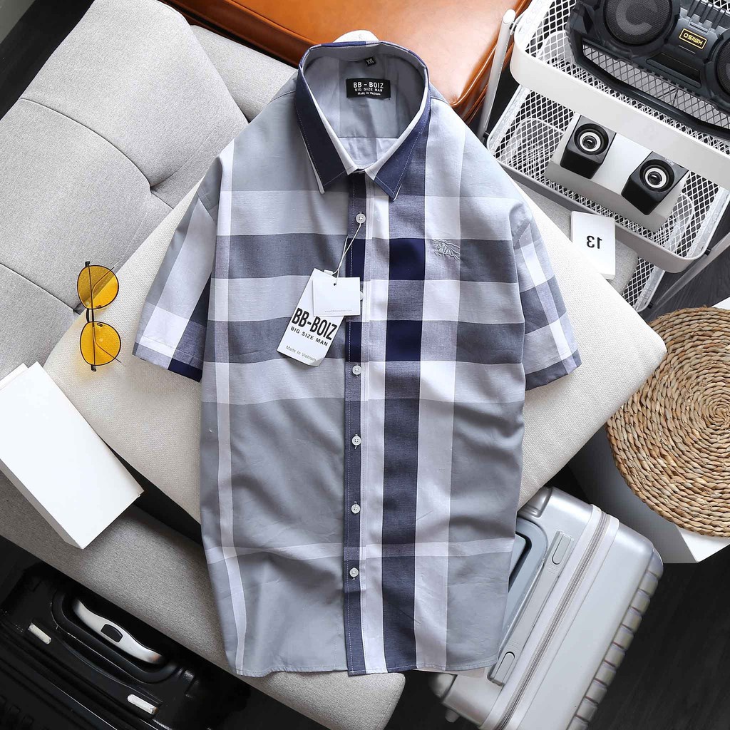 BIGSIZE - Áo sơ mi BBR nam tay ngắn caro bigsize nhiều mẫu form 80-135kg