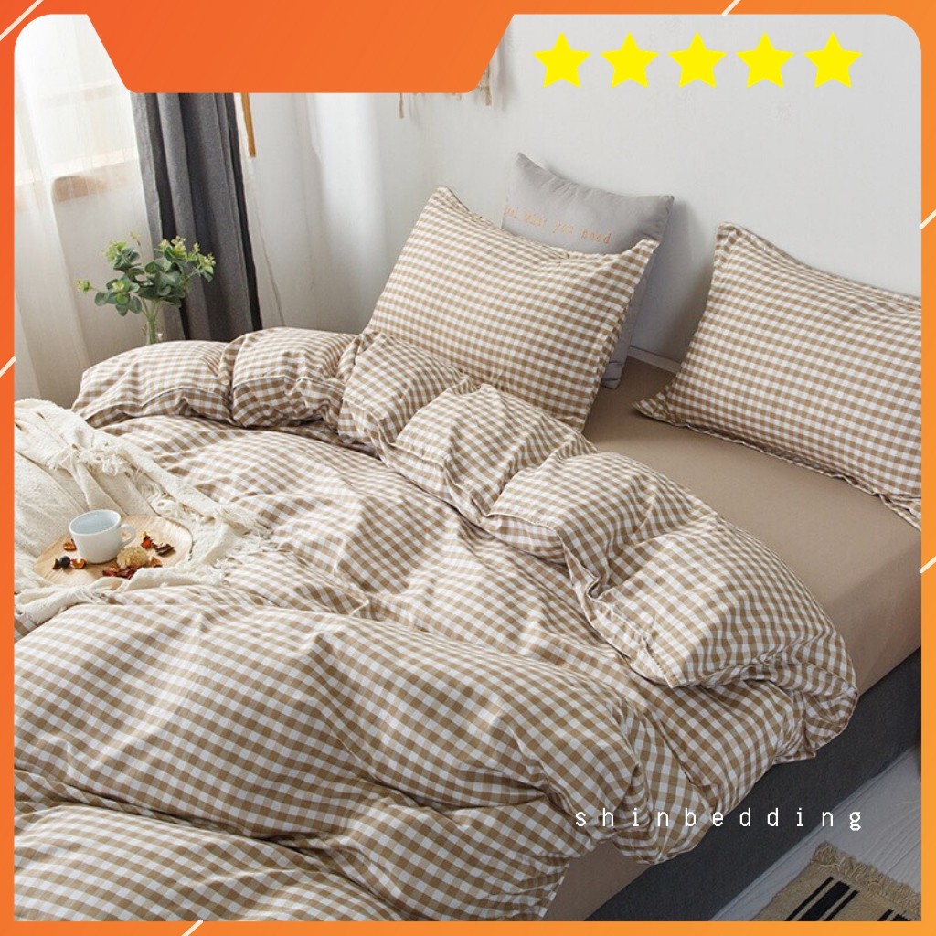 Set Chăn Ga Caro Be Cotton Poly Sang Chảnh (Shinbedding.shop) | BigBuy360 - bigbuy360.vn