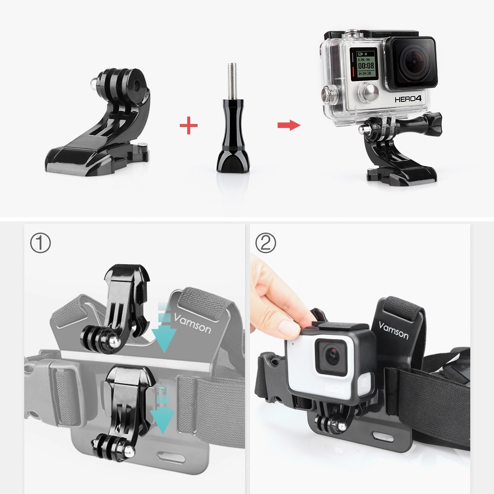 Bộ Phụ Kiện Gắn Máy Quay Hành Trình Gopro 9 Gopro Hero 10 9 8 7 5 6 4 Xiaomi Yi 4K VP203