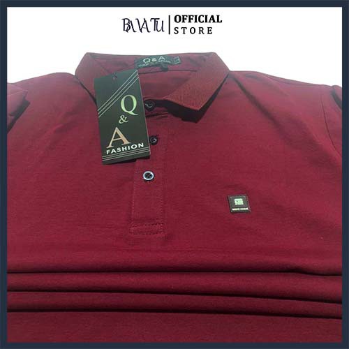 Áo phông nam có cổ màu đỏ BAVATU chất cotton co giãn thấm hút mồ hôi phối logo ngực đơn giản cá tính