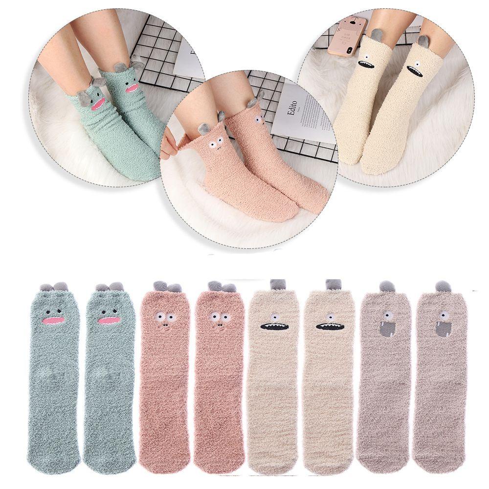 Vớ Ngủ Vải Nhung San Hô Giữ Ấm Mùa Đông In Hoạt Hình Động Vật Dễ Thương Cho Nữ