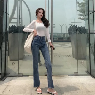 ORDER Quần jeans nữ dài ống loe