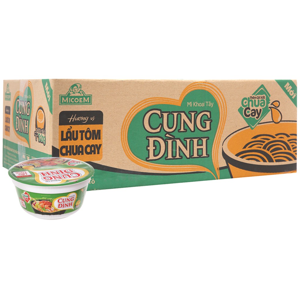 E - Thùng 12 tô mì khoai tây Cung Đình lẩu tôm chua cay 80g