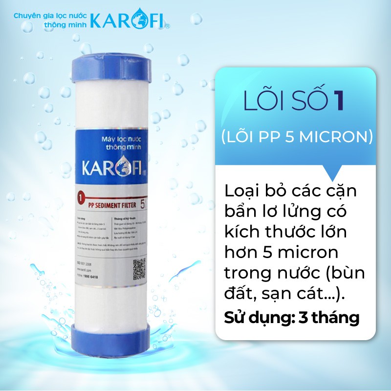 Bộ 3 lõi lọc RO KAROFI số 1,2,3