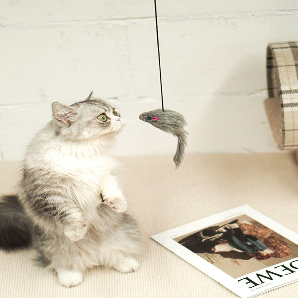 Gậy Đồ Chơi Tương Tác Gắn Cửa Hình Chuột Giả Có Thể Thu Gọn Vui Nhộn Cho Mèo Cưng