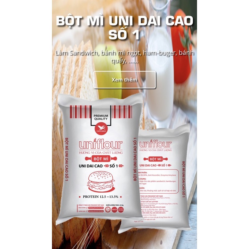 Bột mỳ Uniflour gói 1kg chiết từ bao 25kg