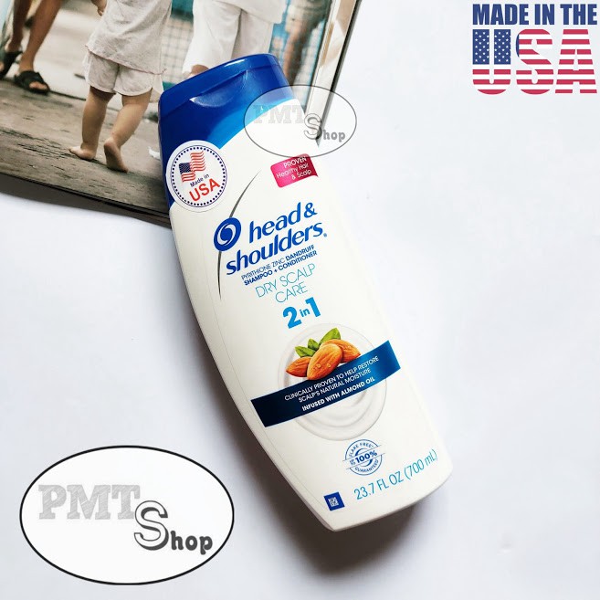 [USA] Dầu gội xả Head &amp; Shoulders 2in1 Dry Scalp Care 700ml hạnh nhân sạch gàu - Mỹ