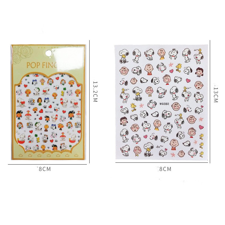 Sticker Nail Mini Đa Năng Dán Trang Trí Sổ, Dán Móng Snoopy Charlie