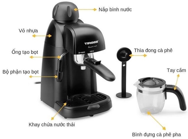 MÁY PHA CÀ PHÊ ESPRESSO TIROSS TS620 CÔNH NGHỆ BA LAN