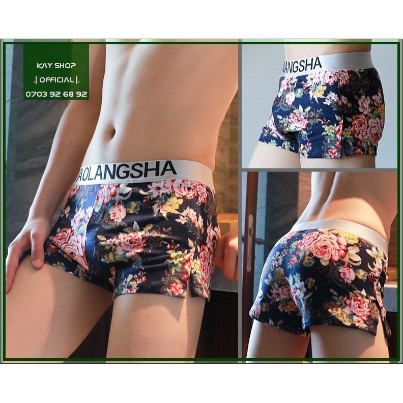 [GIẢM GIÁ HOT]  Quần ngủ nam sexy TAOLANGSHA họa tiết hoa siêu cute mặc mát - Quần short ngủ boxer mặc nhà có lớp lót