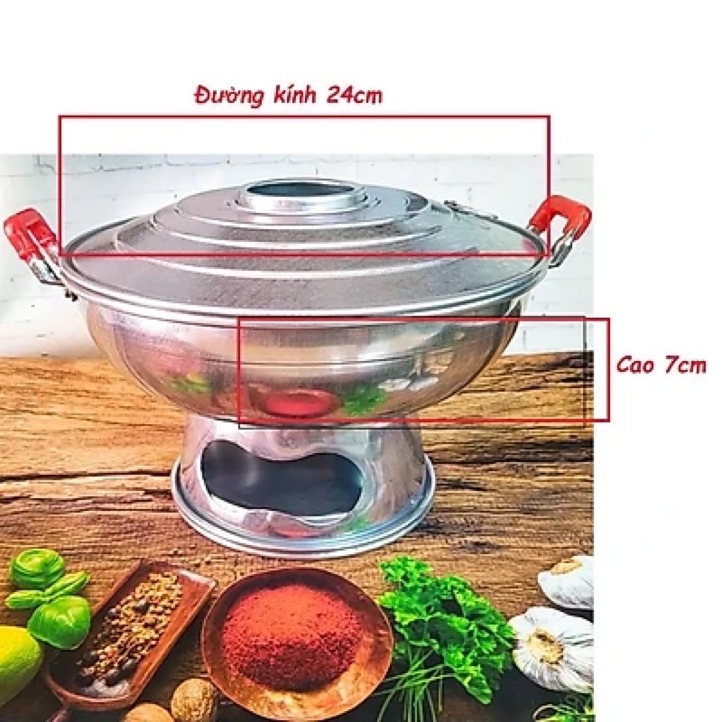 NỒI LẨU CÙ LAO - Lẩu THAN TRUYỀN THỐNG - Chất liệu Nhôm, và INOX Nấu các món lẩu ĐẶC SẢN MIỀN TÂY 24cm