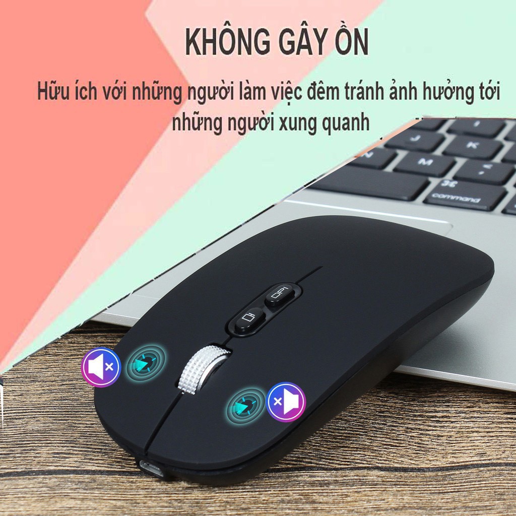 Chuột không dây bluetooth siêu mỏng 2.4GHz kèm đầu thu USB 2.0