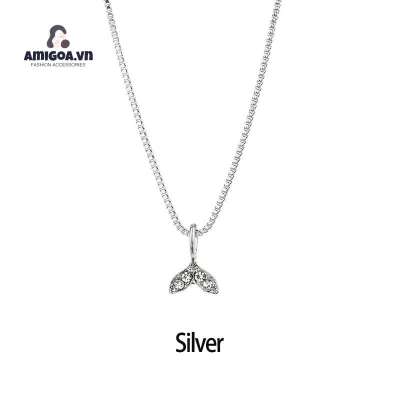 Vòng cổ Mặt Hình Đuôi Cá Đính Đá Zircon Đơn Giản Sáng Tạo Cho Nữ