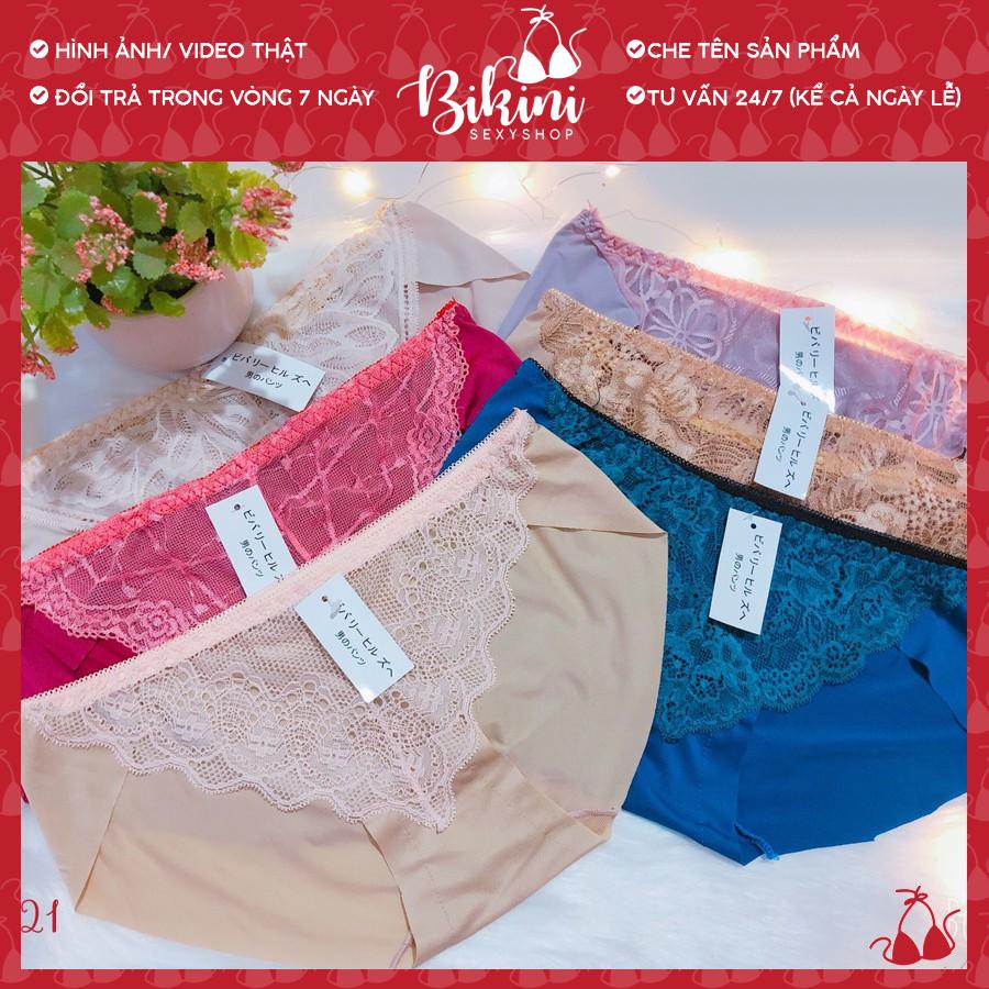 👙❣️QUẦN LÓT NỮ THUN LẠNH SIÊU MỎNG CAO CẤP PHỐI REN TAM GIÁC FREESIZE MÀU ĐỎ/ TRẮNG/ XANH/ TÍM/ KEM 021
