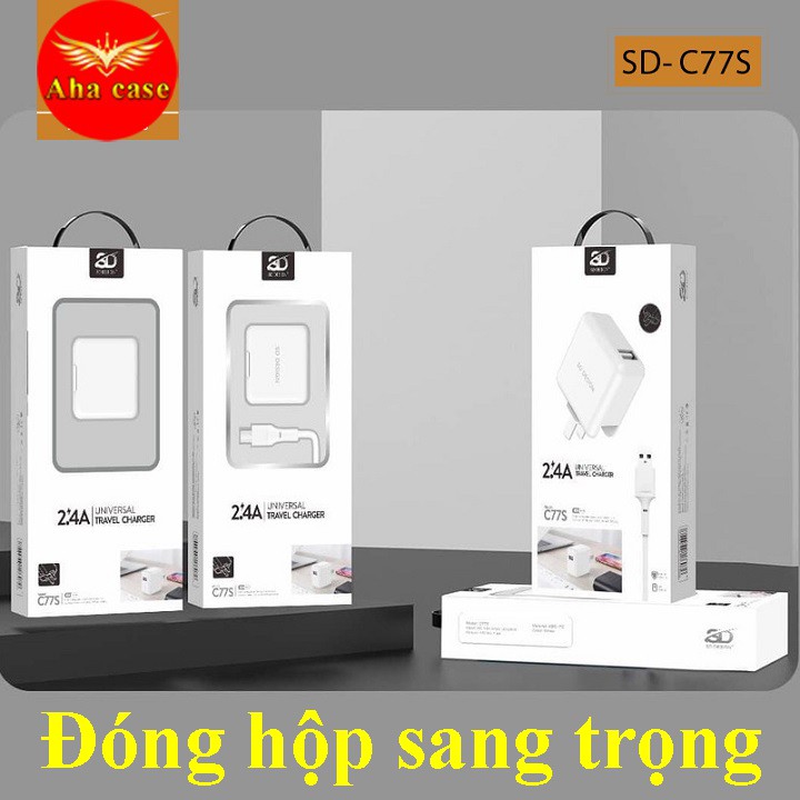 Củ sạc nhanh chính hãng SD DESIGN C77s Chân Gập 90 độ tương thích với các thiết bị điện thoại iPhone, Samsung, Xiaomi