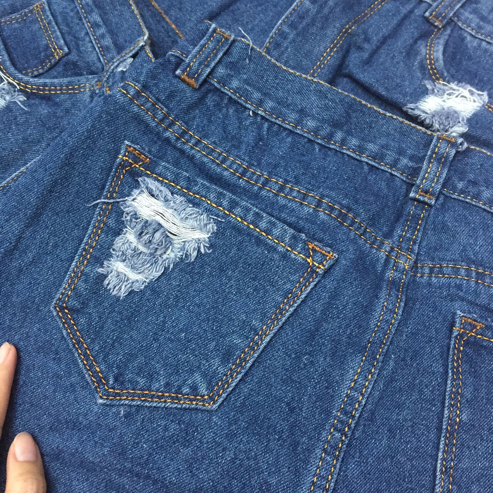 [ẢNH THẬT + VIDEO] Chân Váy Jeans Phối Rách Cao Cấp OHS715