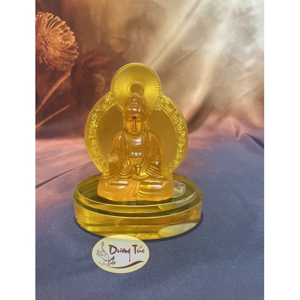 Tượng Phật Di Đà - Quan Âm - Chuẩn Đề ( tượng lưu ly ) hai mặt để xe hơi - ô tô