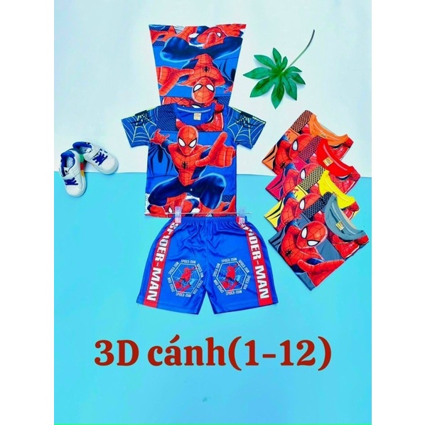 Đồ bộ bé trai quần áo in 3D hoạt hình siêu nhân người nhện đồ cho trẻ em từ 8-27kg