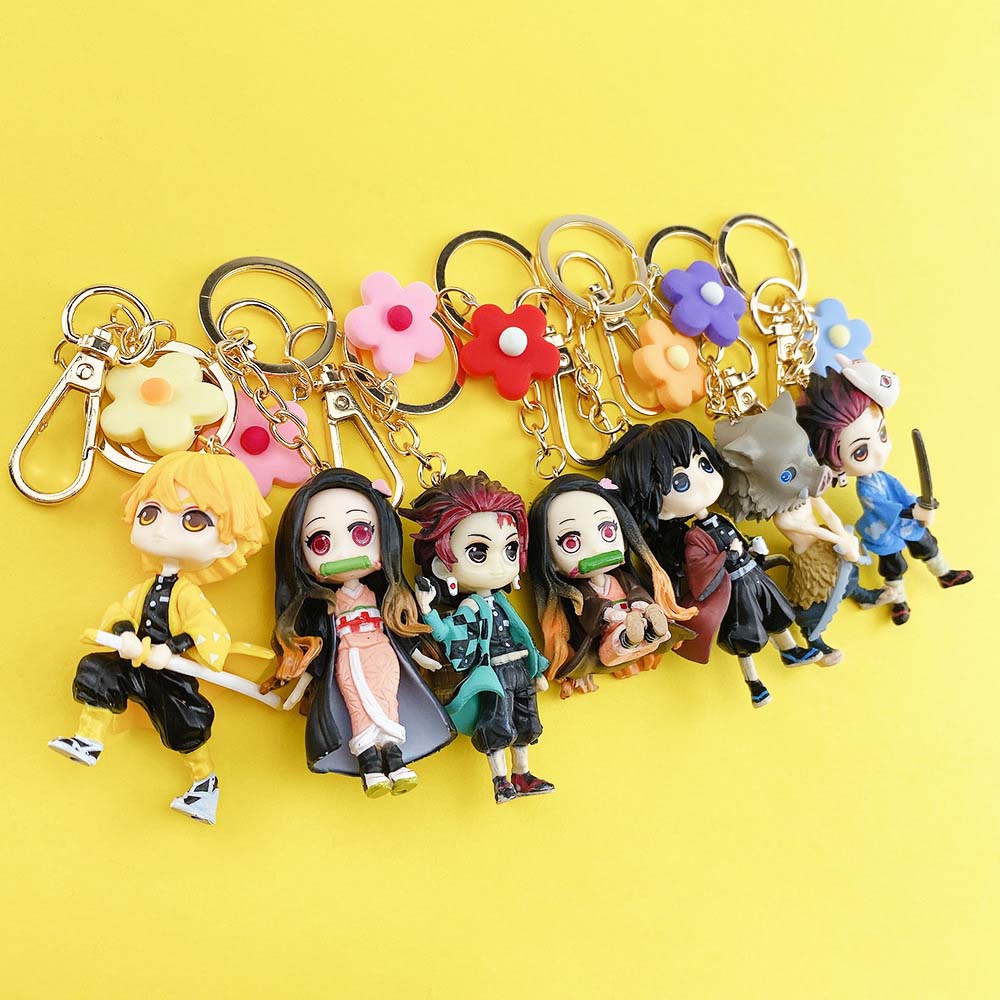 Móc khóa xe hơi bằng PVC hình nhân vật anime Kimetsu No Yaiba Kochou Shinobu Tomioka Giyuu Kamado Nezuko Demon Slayer