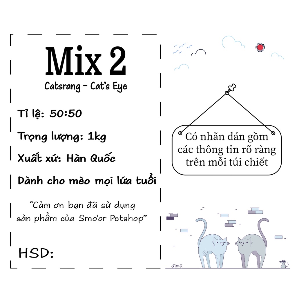 Thức ăn hạt cho mèo 1kg MIX CATSRANG CATSEYE - Túi zip