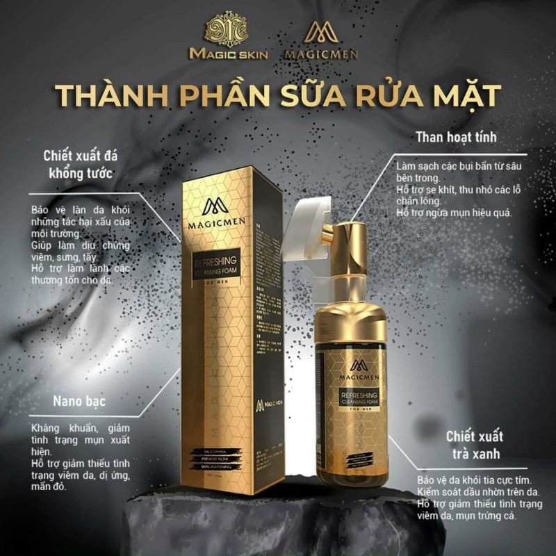 Sửa rửa mặt nam ngừa mụn sáng da Magic Skin