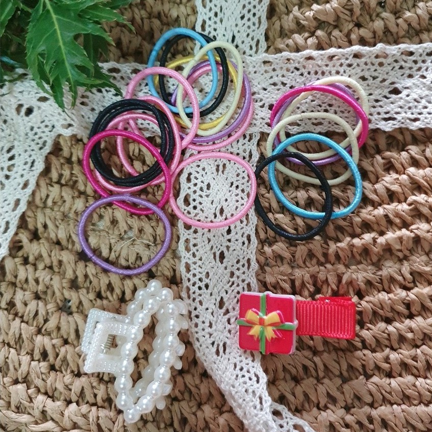 Set buộc tóc kèm kẹp mái, kẹp càng cua cho bé - 22 chi tiết