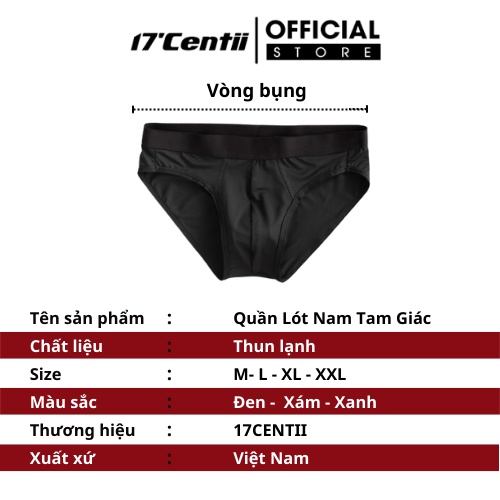 Hộp Combo 3 Quần Lót Nam Thun Lạnh Co Giãn 4 Chiều, Quần Sịp nam Thun lạnh 17CENTII Thoáng Khí Mềm Mịn