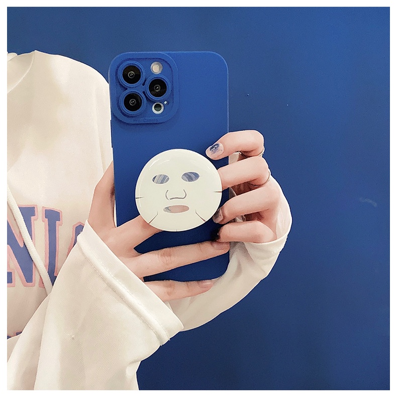 Ốp Điện Thoại Silicon Màu Xanh Dương Kèm Giá Đỡ Mặt Nạ Klein Độc Đáo Cho Iphone 7 8 Plus SE2 XS XR 11 12 13 Mini PRO MAX