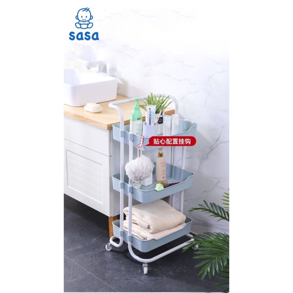 Kệ 3 Tầng Đa Năng Có Bánh Xe, làm Xe Đẩy Spa đựng đồ bỉm sữa cho mẹ và bé - set rổ chia kệ Umoo