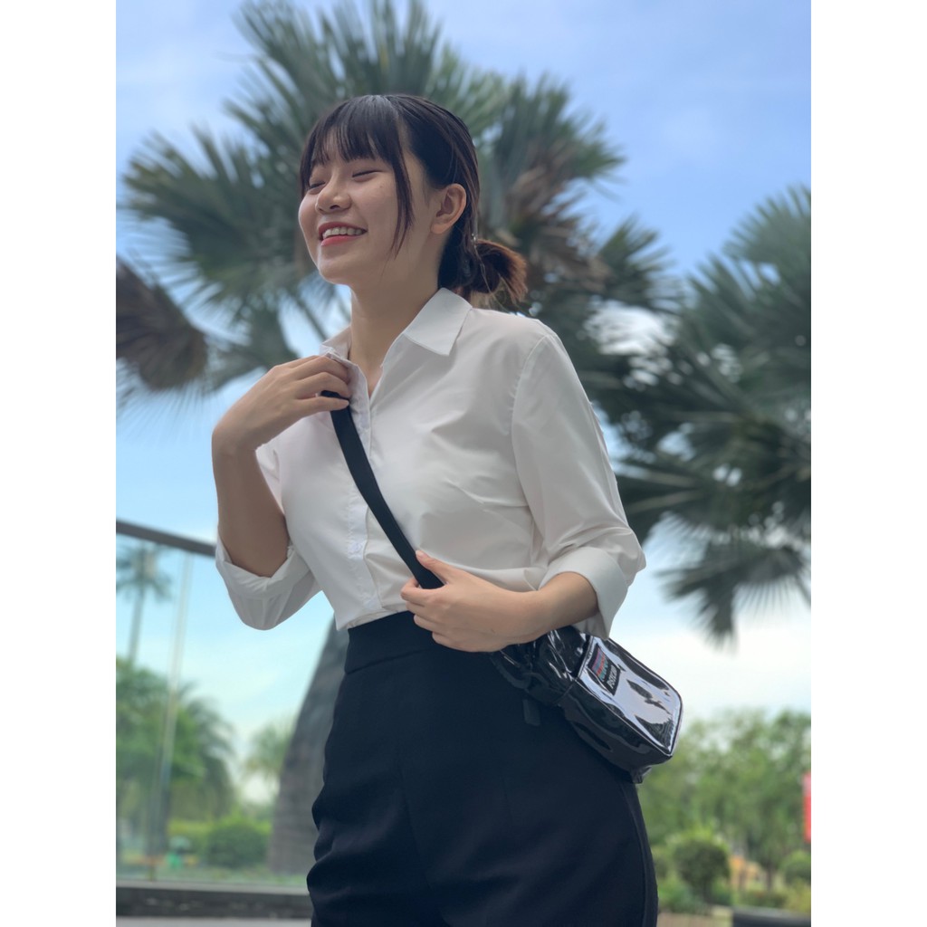 Combo Quần Tây Baggy Lưng Thun (Phía Sau) Và Áo Sơ Mi Trắng Form Vừa Basic Đi Học Đi Làm Công Sở | BigBuy360 - bigbuy360.vn