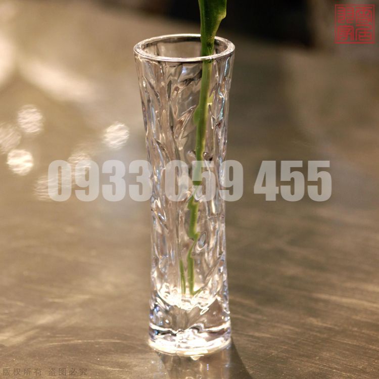 Bình bông lọ hoa thủy tinh eo lớn, Lọ cắm hoa handmade