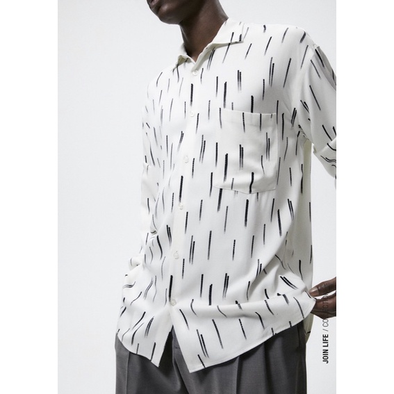 Áo sơ mi dài tay Zara authentic ABSTRACT PRINT size M