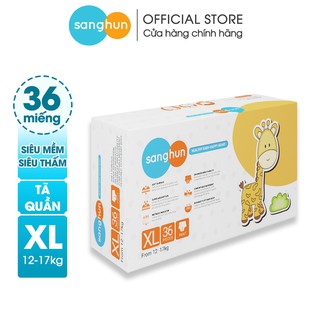 Bỉm quần Sanghun - Size XL36 - Tã quần cao cấp Siêu Thấm Khô Thoáng